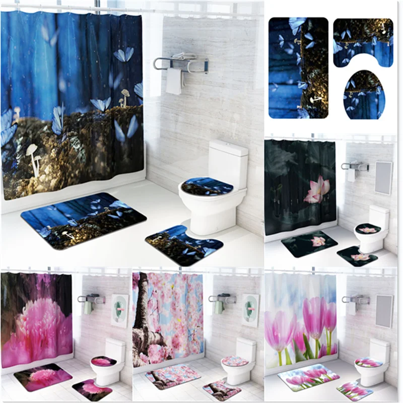 Creative Flower Series Printing Home Decor Bathroom Toilet Cover Sets Waterproof Shower Curtain Mats Carpet Rugs Suits
Creative Flower Series Printing Home Decor Bathroom Toilet Cover Sets Waterproof Shower Curtain Mats Carpet Rugs Suits