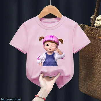 Brinquedos Educativos de Cozinha de Madeira: Um Mundo de Imaginação e Aprendizado para Crianças 8 New Hot Sale Kids Clothes Tshirt Cute Kongsuni And Friends Cartoon Print Girls T-Shirt Harajuku Kawaii Girls Clothes Pink Tshirt