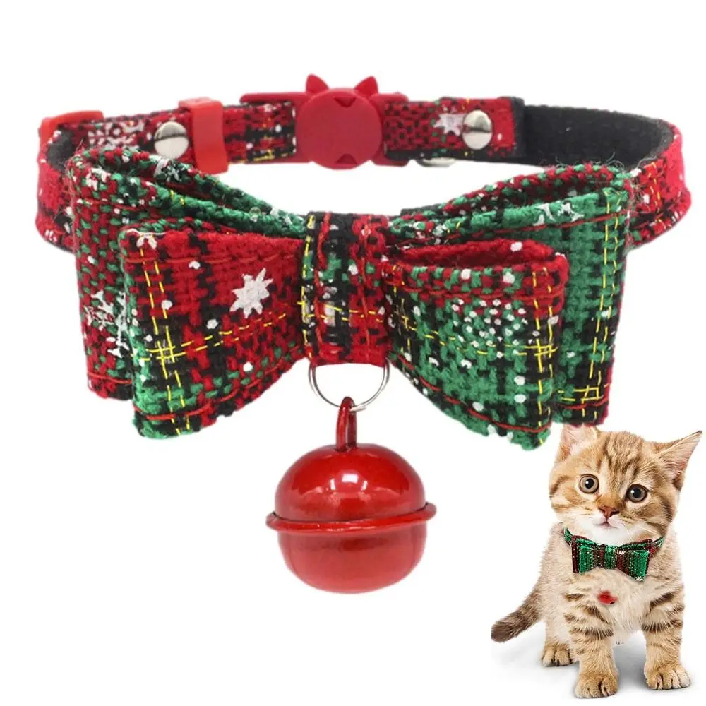 

Милый Рождественский ошейник для кошек, регулируемый размер с бантом, ошейники для собак, колокольчики, аксессуары для домашних животных, ожерелье для кошек, ожерелье для маленьких, средних и больших питомцев