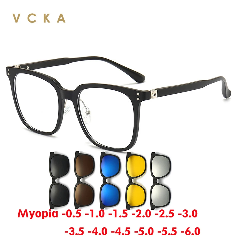 Мужские и женские очки для близорукости VCKA, 6 в 1, поляризационные солнцезащитные очки с большой оправой, оптические квадратные очки с магнитным зажимом, по рецепту,-1,0 ~-6,0
Мужские и женские очки для близорукости VCKA, 6 в 1, поляризационные солнцезащитные очки с большой оправой, оптические квадратные очки с магнитным зажимом, по рецепту,-1,0 ~-6,0