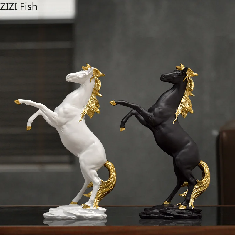 

Resin Horse Ornaments Animal Statue Sculpture Figurines Showpiece Living Room Decoration Accessories Exhibit Home Decor Crafts