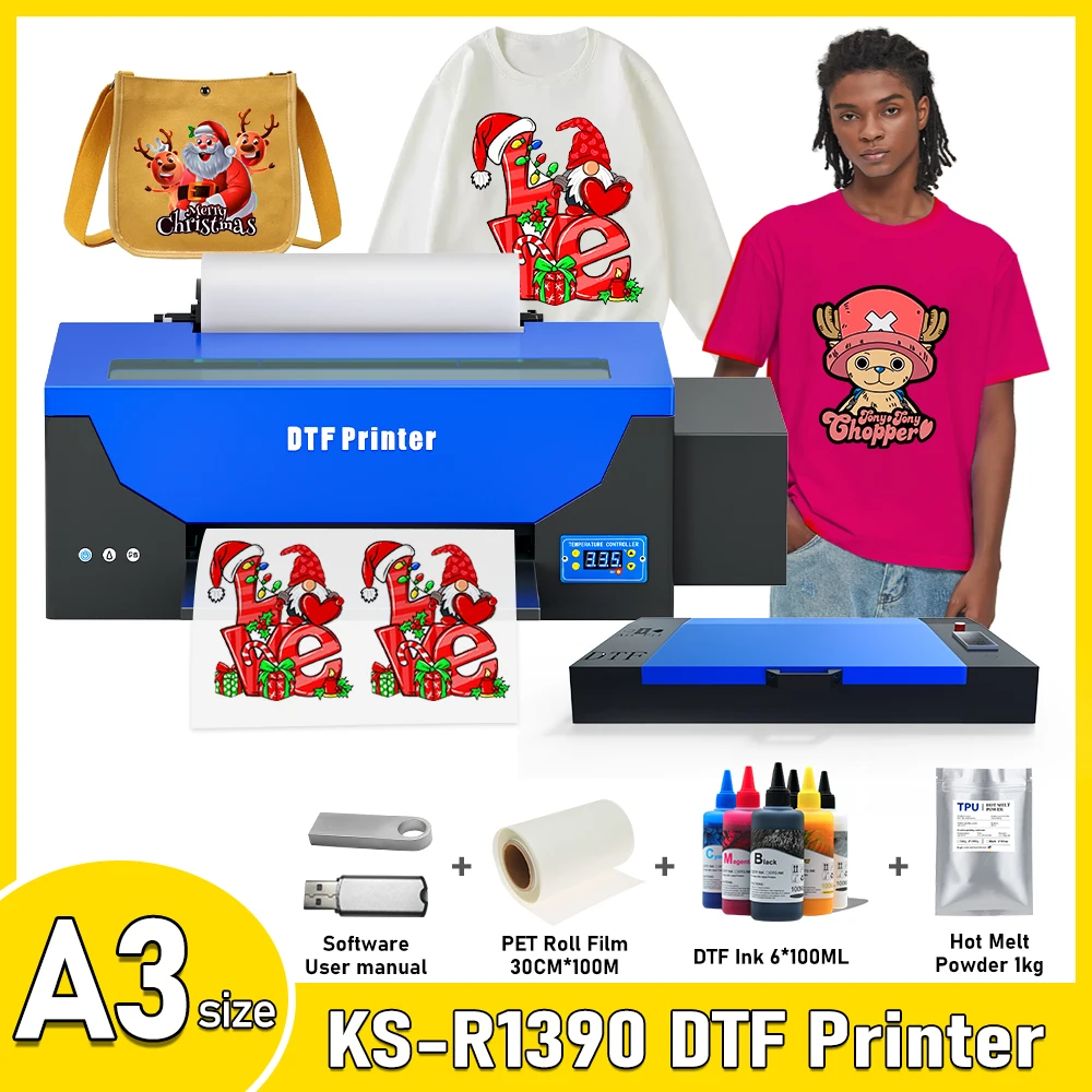 

A3 DTF Transfer Printer R1390 impresora dtf T-shirt Printing Machine Heat transfer dtf a3 printer For T-shirt Hoodies Bags