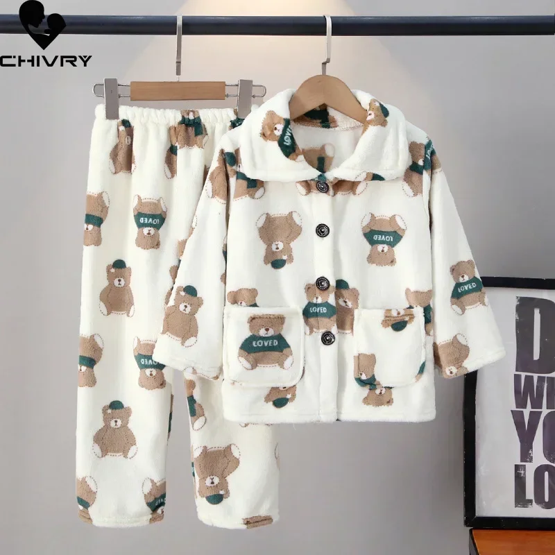 New Kids Casual Flannel Pajamas Boys Girls Autumn Winter Thicken Warm Pyjamas Cartoon Lapel Long Sleeve Sleepwear Clothing Sets
New Kids Casual Flannel Pajamas Boys Girls Autumn Winter Thicken Warm Pyjamas Cartoon Lapel Long Sleeve Sleepwear Clothing Sets