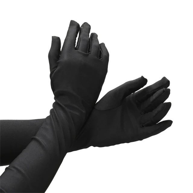 Gants Longs pour Femme, Protection des Doigts et des Coudes, Costume de Soirée et de Bal, Accessoires de Mode pour Adultes, Mitaines Noires Respirantes 2