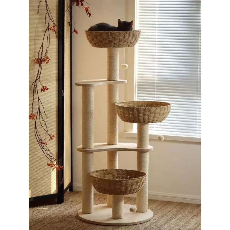 54" Modern Cat Tree for Large Cats, Wood Luxury Multi-Level Oak Solid Wood Cat Trees and Towers,w/3 Weaving Cat Nests & Wash
54" Modern Cat Tree for Large Cats, Wood Luxury Multi-Level Oak Solid Wood Cat Trees and Towers,w/3 Weaving Cat Nests & Wash