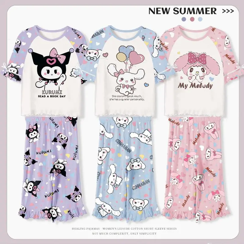 Sanrio Girls Pajamas Kuromi Mymelody Cinnamoroll Modal Children's Short Sleeve Thin Style Summer Home Clothes 2023 New Cotton
Sanrio Girls Pajamas Kuromi Mymelody Cinnamoroll Modal Children's Short Sleeve Thin Style Summer Home Clothes 2023 New Cotton