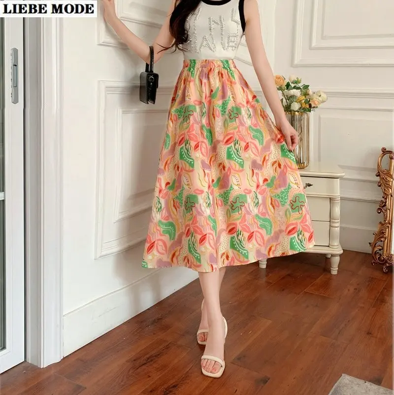Elegant Floral Print Midi Long Skirt for Women Summer Autumn Korean Style A Line Elastic High Waist Maxi Pleated Skirt Female
Elegant Floral Print Midi Long Skirt for Women Summer Autumn Korean Style A Line Elastic High Waist Maxi Pleated Skirt Female