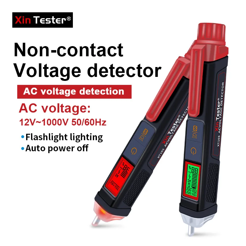 Xin Tester Electrical Non-contact AC Voltage Detector 12V-1000V Backlight Flashlight Auto Power Off Pen Type With LCD Display
Xin Tester Electrical Non-contact AC Voltage Detector 12V-1000V Backlight Flashlight Auto Power Off Pen Type With LCD Display