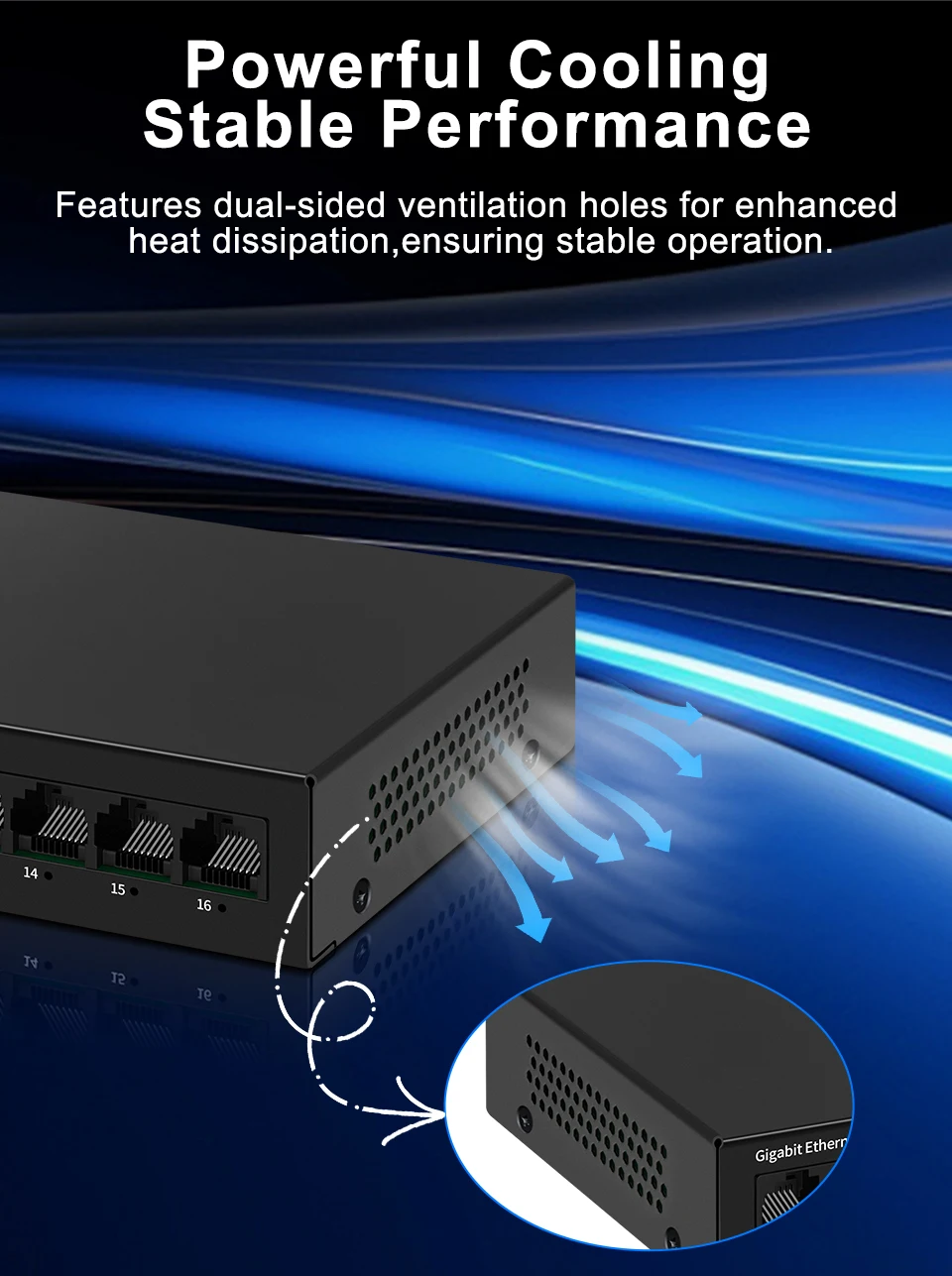 S3fee9cbf24dd4c39aeb5bcee83413498r HORACO 16 Port Gigabit Network Switch Unmanaged 1000M Switch Desktop Plug and Play Fanless Homelab Ethernet Switch