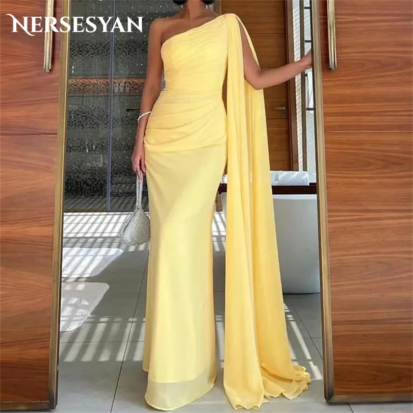Nersesyan Mermaid Yellow Chiffon Prom Dresses One Shoulder Draped Party Gowns Floor-Length Graduation Vestidos De Fiesta 2023
Nersesyan Mermaid Yellow Chiffon Prom Dresses One Shoulder Draped Party Gowns Floor-Length Graduation Vestidos De Fiesta 2023