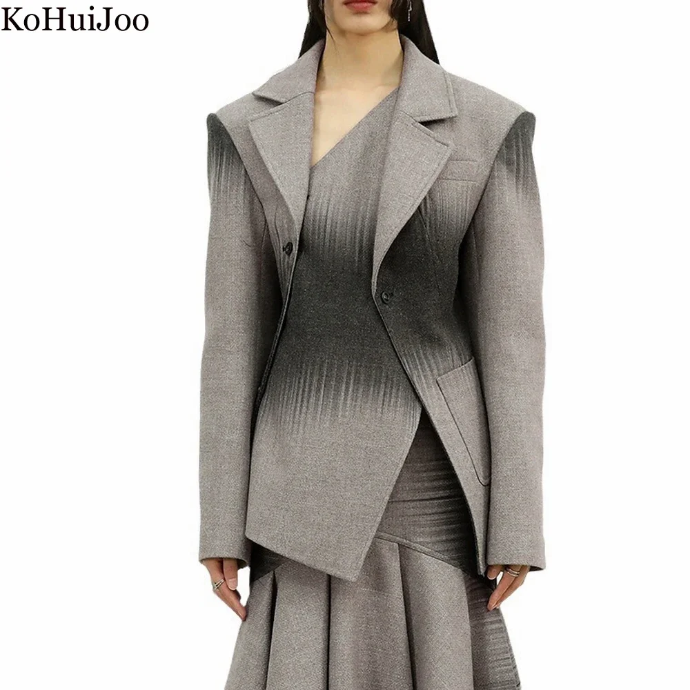 Autumn Winter Luxury Wool Blazer Women Designers Runway Irregular Gradient Straight Wool Blazers Jacket Office Ladies Button Up
Autumn Winter Luxury Wool Blazer Women Designers Runway Irregular Gradient Straight Wool Blazers Jacket Office Ladies Button Up