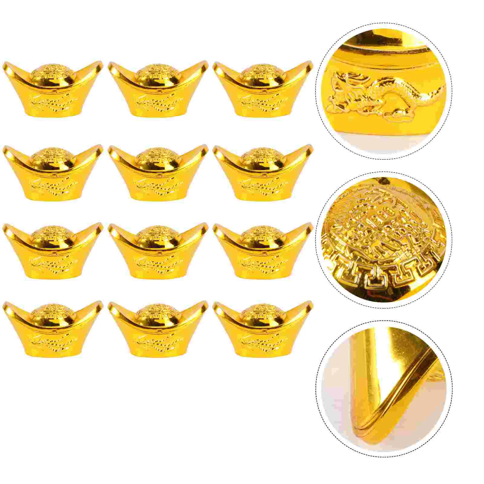 12PCS Ingot Golden Ingot Yuan Bao Wealth Luck Ingot Chinese Charm of Prosperity Gift Attract Wealth Home Office Decor Ornament
12PCS Ingot Golden Ingot Yuan Bao Wealth Luck Ingot Chinese Charm of Prosperity Gift Attract Wealth Home Office Decor Ornament