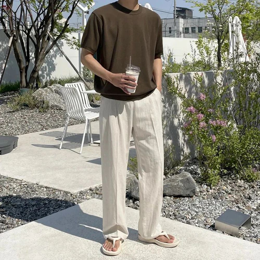 Casual Pants Men's Summer Cotton Linen Loose High Street Long Pants Trendy Solid Straight Trousers Pocket Elastic Waist Pantalon
Casual Pants Men's Summer Cotton Linen Loose High Street Long Pants Trendy Solid Straight Trousers Pocket Elastic Waist Pantalon