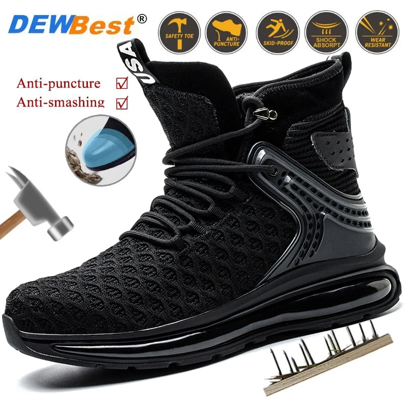 

Men's new anti-smash and anti-puncture steel toe safety work boots Anti-skid protection men's shoes four seasons models