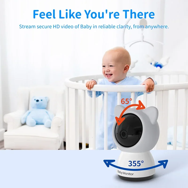 

5-дюймовый монитор высокого разрешения, беспроводная Wi-Fi камера для ухода за ребенком, Колыбельная камера с таймером для кормления, двусторонняя аудиосвязь, монитор ночного видения