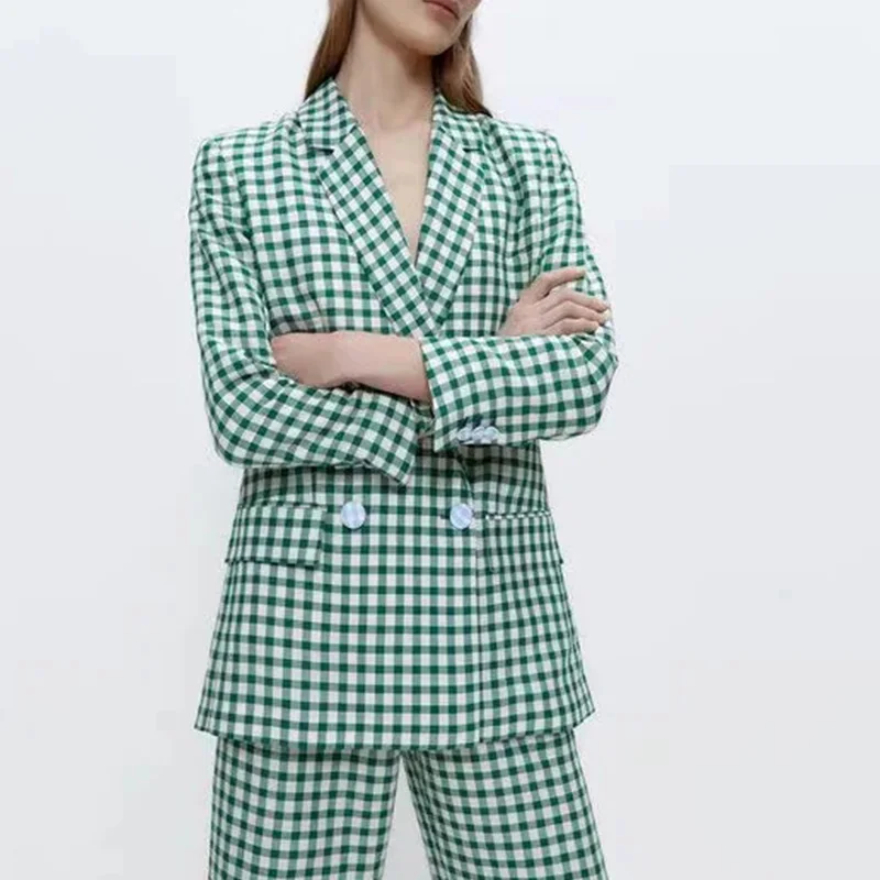 Women's Blazer Jacket Green Plaid Office Ladies Formal Blazer Coat Female Long Sleeve Chic Outwear Fashion Vintage Blazer TRF
Women's Blazer Jacket Green Plaid Office Ladies Formal Blazer Coat Female Long Sleeve Chic Outwear Fashion Vintage Blazer TRF