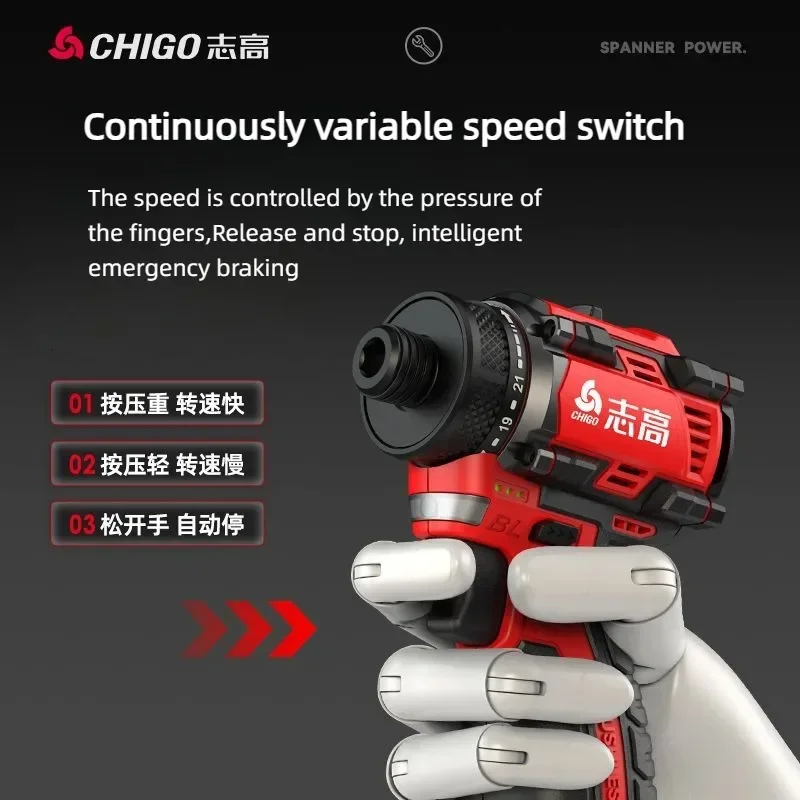 

Chigo Brushless Electric Drill 16.8V 21V Cordless Drill Electric Screwdriver Mini Wireless Power Driver DC Lithium-Ion Battery