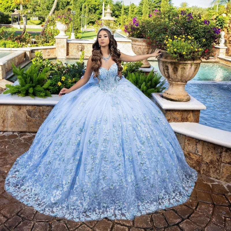 Luxury Sky Blue Quinceanera Dresses Applique Lace Beads With Cape Ball Gown Sweet 16 Year Princess Dress For 15 Years vestidos
Luxury Sky Blue Quinceanera Dresses Applique Lace Beads With Cape Ball Gown Sweet 16 Year Princess Dress For 15 Years vestidos