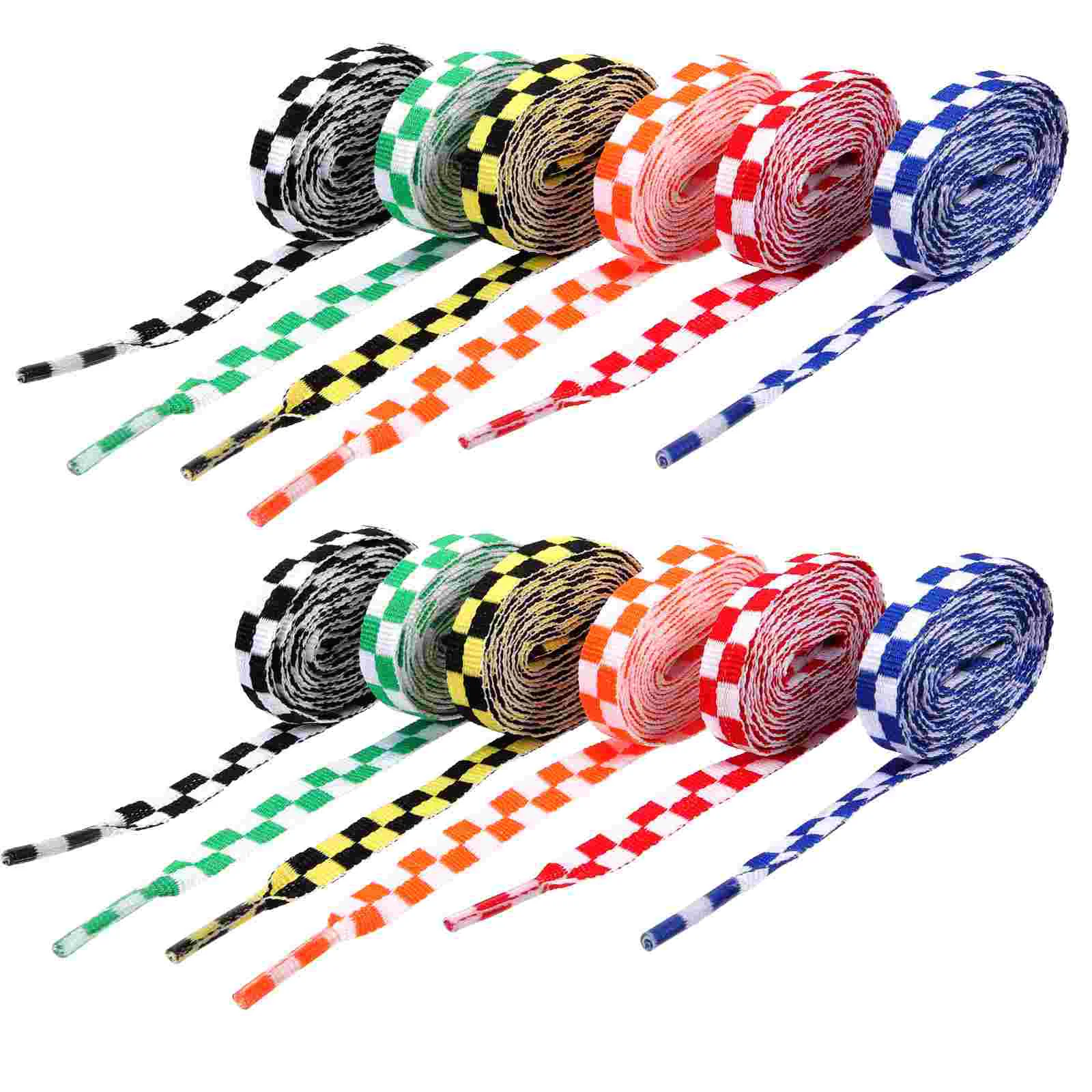 

12 Pairs Shoelace High Density Shoestring Laces Replacement Flat Shoelaces Grid Circular for Sneakers