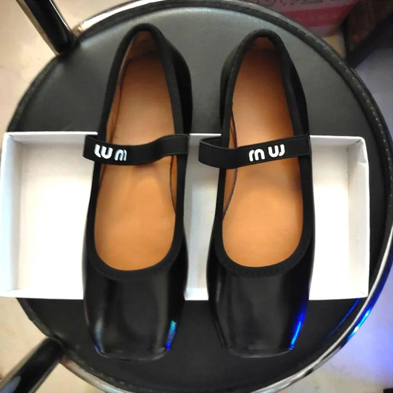 Women Ballet Flats Fashion Square Toe Pumps Female Mary Jane Shoes Soft Leather Slip-on Casual Shoes Office Lady Work Thin Shoes S3ffbcf3c0b3841e8ac2ac57ffe0008c6J