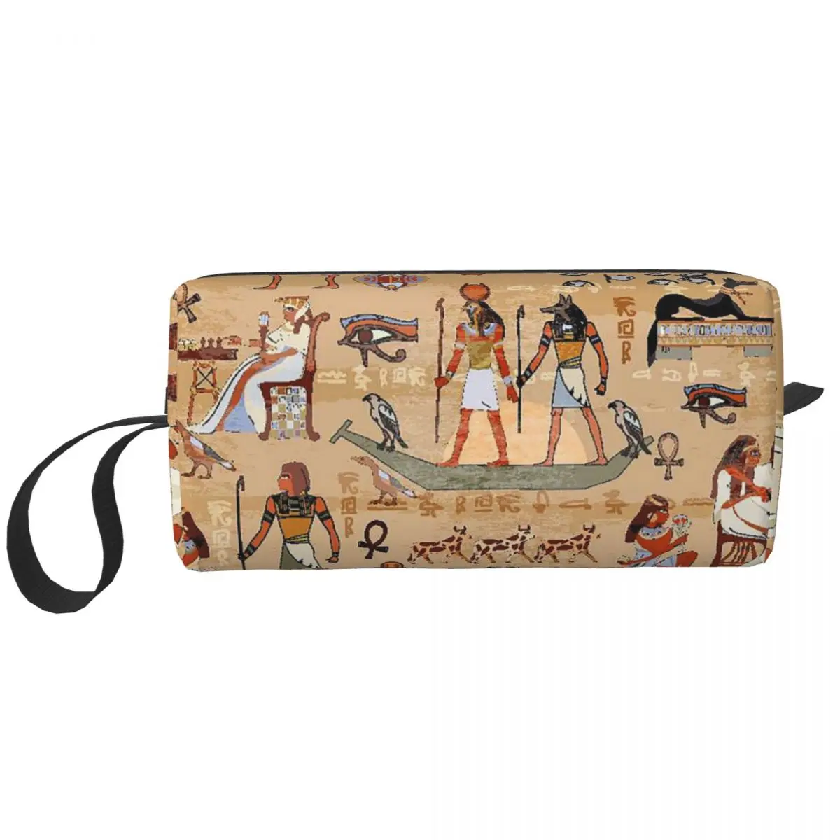 

Egyptian Symbol Makeup Bag Pouch Waterproof Ancient Boho Tribal Cosmetic Bag Travel Toiletry Small Makeup Pouch Storage Purse