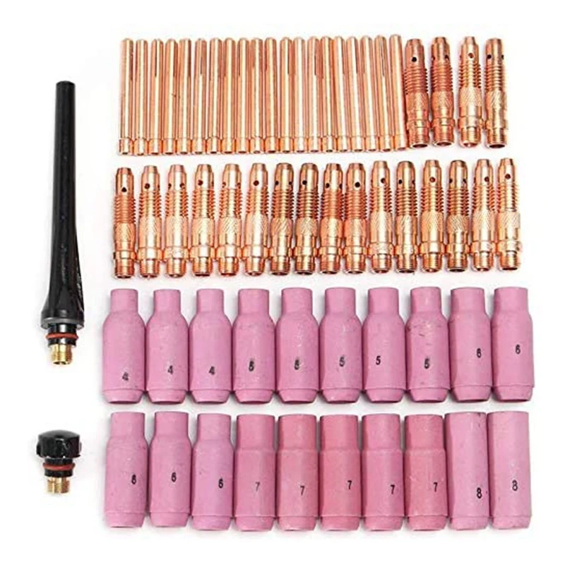 62Pcs Tig Welding Torch Ceramic Copper Nozzle Cup For Welding Machine WP-26/17/18 Kit
62Pcs Tig Welding Torch Ceramic Copper Nozzle Cup For Welding Machine WP-26/17/18 Kit