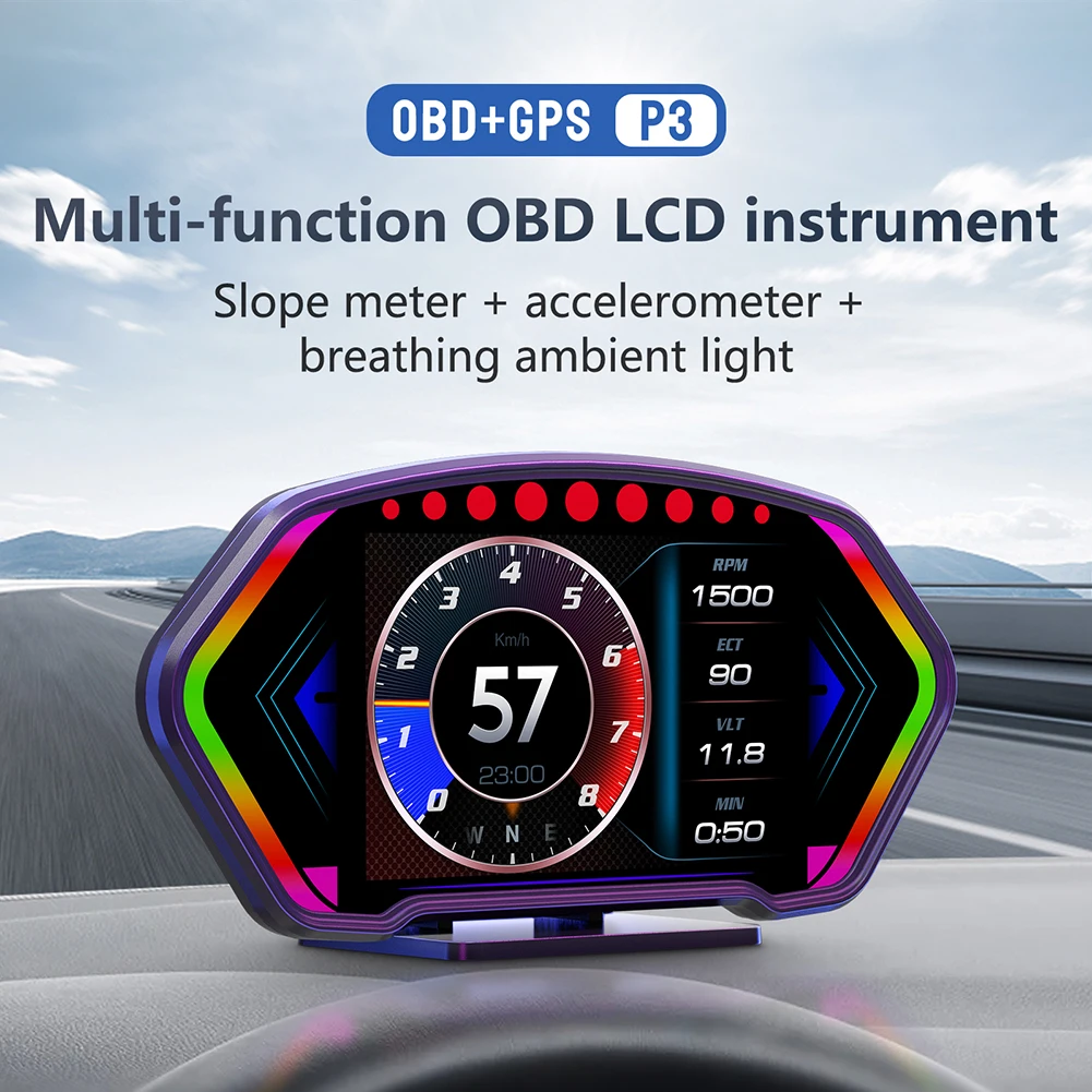 P3 Автомобильный дисплей, автомобильная двойная система OBD2 + GPS Спидометр, одометр, тахометр, температура воды, сигнализация, прибор для расположения наклона
P3 Автомобильный дисплей, автомобильная двойная система OBD2 + GPS Спидометр, одометр, тахометр, температура воды, сигнализация, прибор для расположения наклона