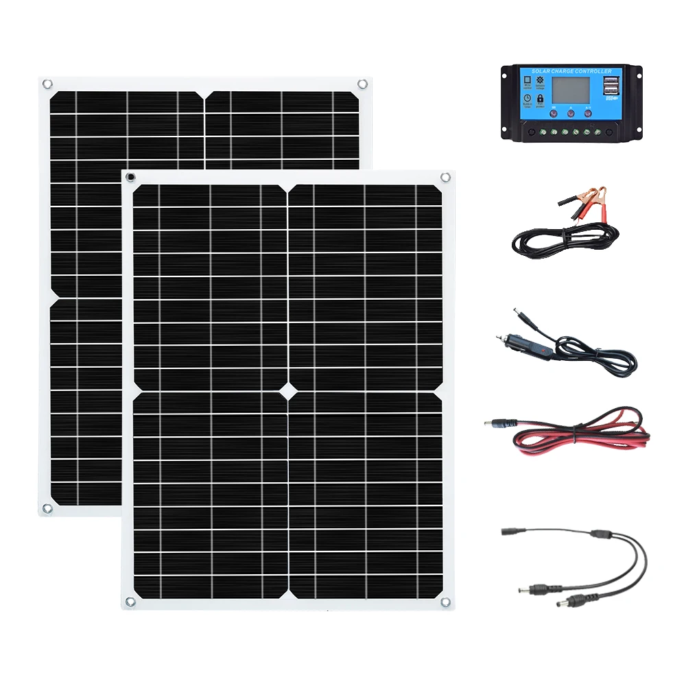 Solar panel kit and 50W flexible solar panels with Regulator Controller 12 volt high efficiency 5V 12V battery charger module
Solar panel kit and 50W flexible solar panels with Regulator Controller 12 volt high efficiency 5V 12V battery charger module