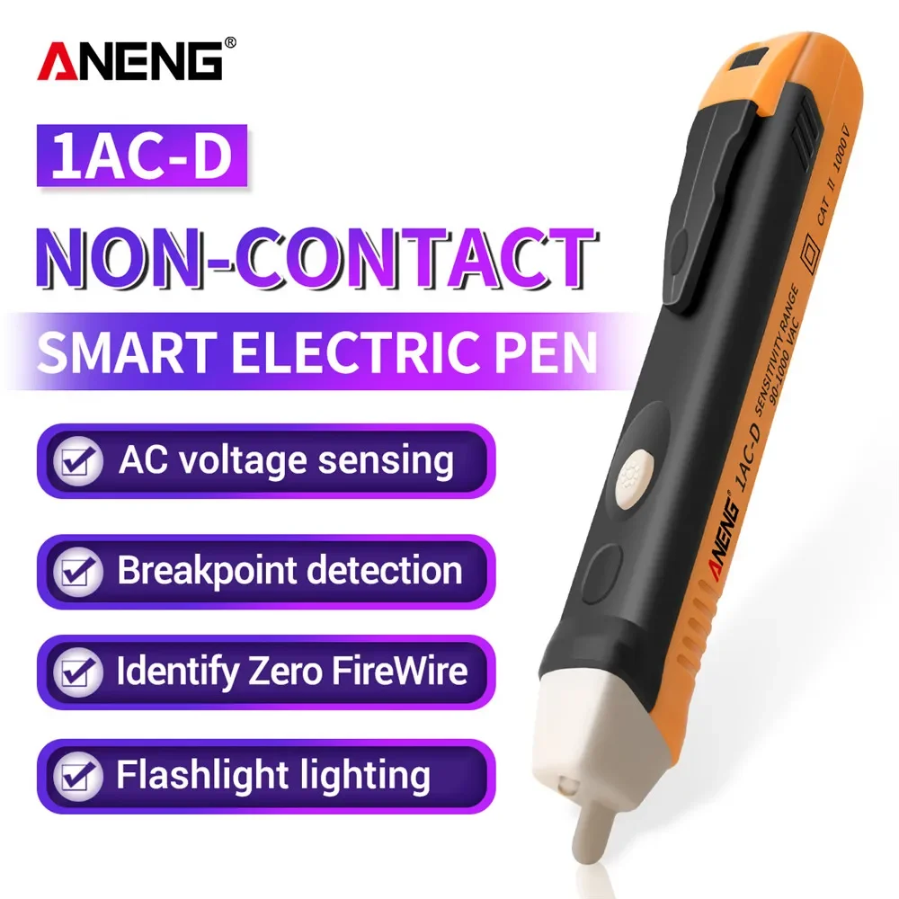 ANENG 1AC-D Non-contact Electric Induction Tester Pen Detectors Electric Socket Indicator voltage Sensor AC110V 220V LED light
ANENG 1AC-D Non-contact Electric Induction Tester Pen Detectors Electric Socket Indicator voltage Sensor AC110V 220V LED light