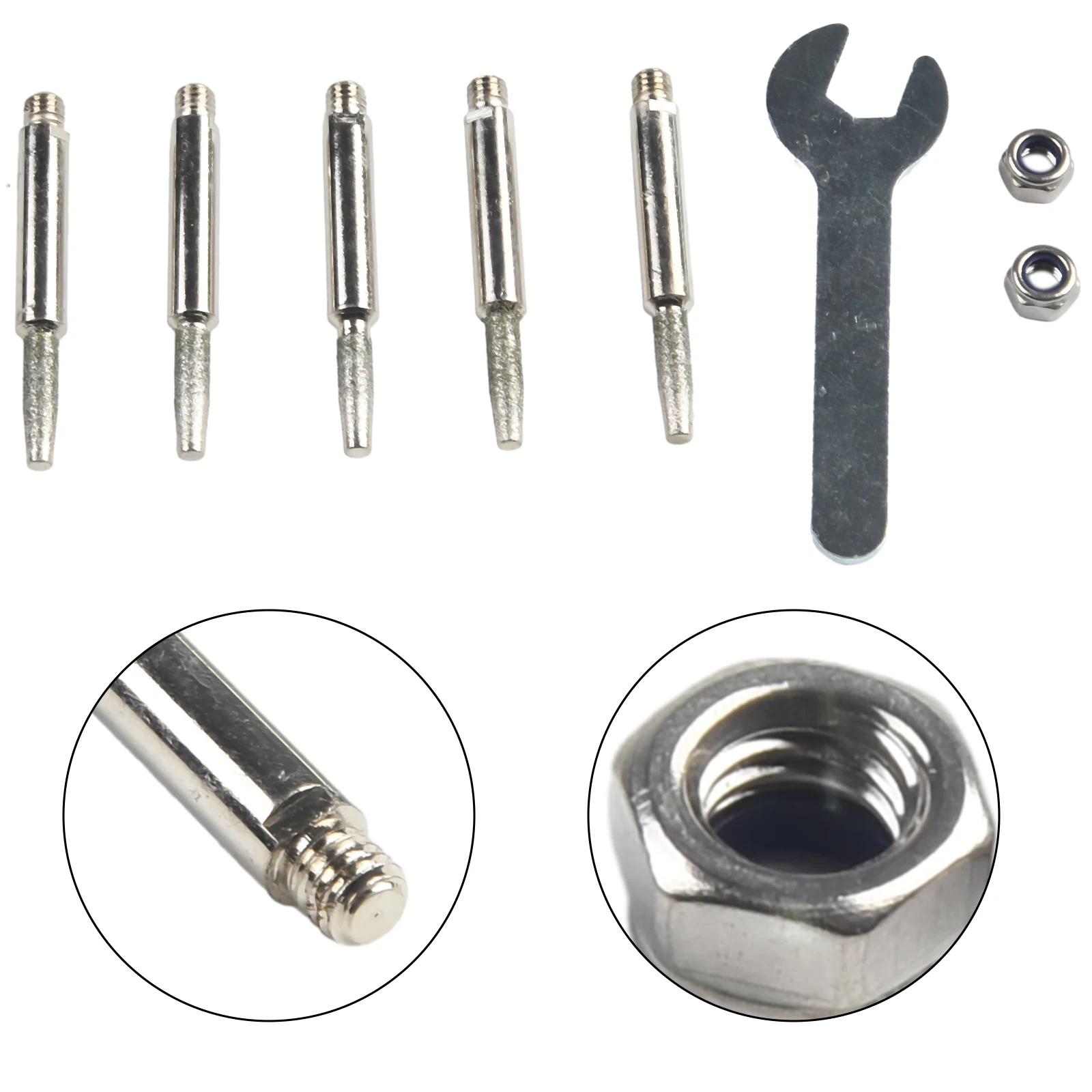 5 Pcs Grinding Head W/ Wrench Diamond Coated Polishing Burring Bit 4/5/6mm For Chainsaw Sharpener Garden Tools Accessories
5 Pcs Grinding Head W/ Wrench Diamond Coated Polishing Burring Bit 4/5/6mm For Chainsaw Sharpener Garden Tools Accessories