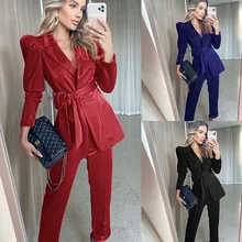2021 early autumn new cross-border European and American women's fashion leather waist suit trousers suit
2021 early autumn new cross-border European and American women's fashion leather waist suit trousers suit