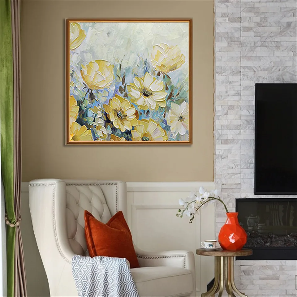

AZQSD без рамки 3D Ручная работа картина маслом цветок 100% настоящая ручная роспись цветочные Висячие изображения для гостиной домашний декор