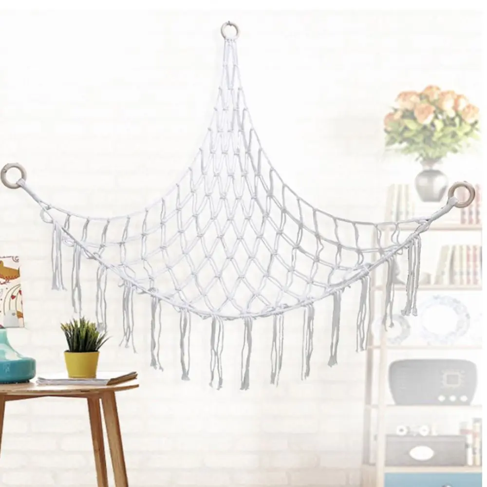 White Toy Hammock Organizer - Macrame Stuffed Animal Holder 5 S4000f1a34d2c4c5abd1e833571faf177U