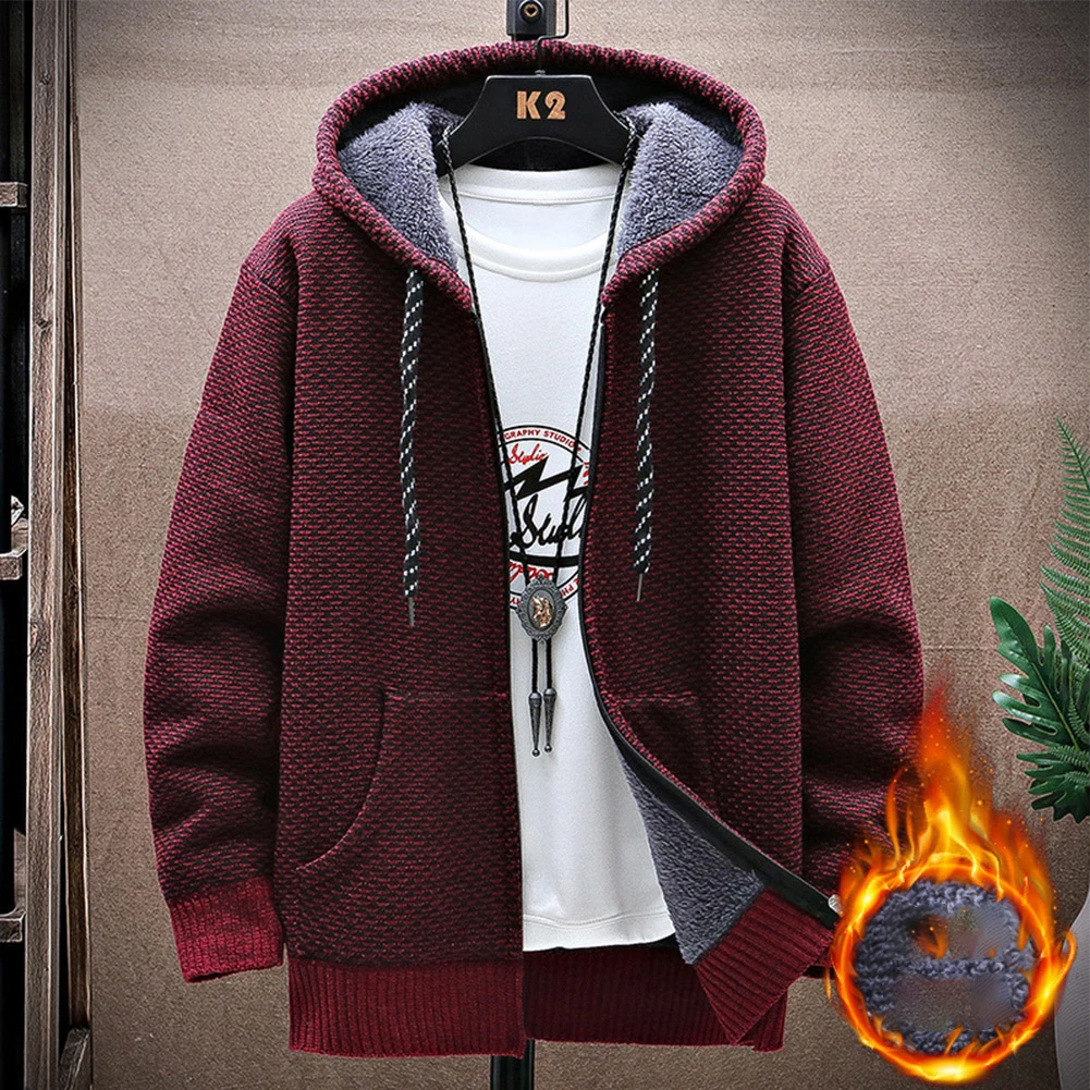 New Men's Hooded Sweatercoat Cardigans Warm Fleece Solid Color Jackets Coats Zip-Up Thick Knitwear Tops Men Clothes
New Men's Hooded Sweatercoat Cardigans Warm Fleece Solid Color Jackets Coats Zip-Up Thick Knitwear Tops Men Clothes
