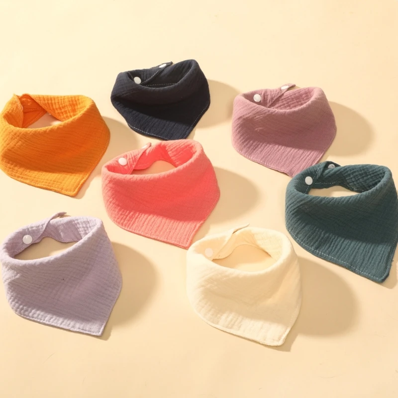 

Baby Bib Soft Breathable Drool Bib Solid Color Cotton Burp Cloth Snap Bibs Infant Teething Bib Neck Scarf Nursing Supply