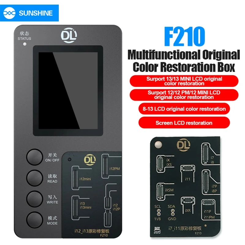 Новый Многофункциональный программатор DL F210 для восстановления тона для iPhone 8 ~ 14/mini LCD оригинальная копия дисплея Оригинальное восстановление цвета
Новый Многофункциональный программатор DL F210 для восстановления тона для iPhone 8 ~ 14/mini LCD оригинальная копия дисплея Оригинальное восстановление цвета