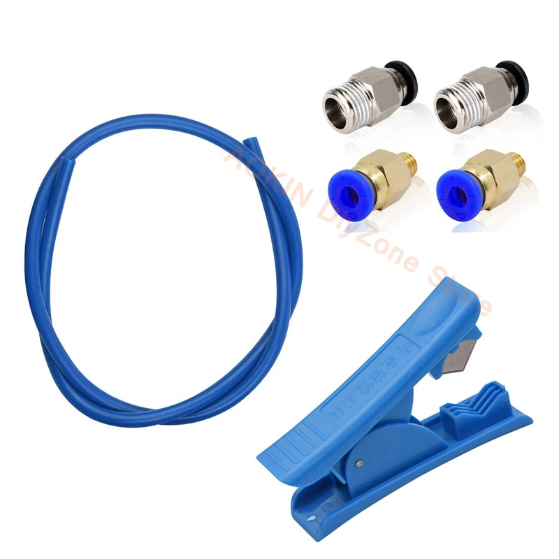 

1 Meter Blue PTFE Tubing, PC4‑M6 PC4‑M10 Pneumatic Connectors with PTFE Tube Cutter for 3D Printer 1.75mm Filament