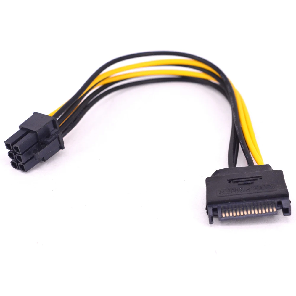 

15 pin Male SATA Power к 6pin Male PCI Express адаптер кабель для видеокарты 15 pin SATA кабель питания кабель для майнинга