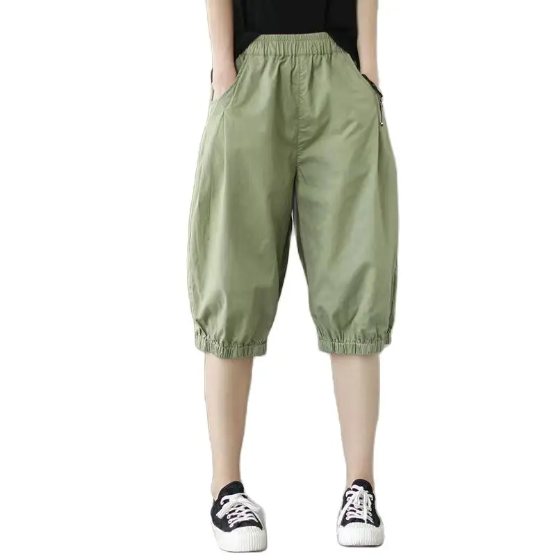 

Summer Pants For Women Baggy Half Harem Loose Pants Khaki Green Black Korean Casual Wide Pants Women High Waist Trousers Women