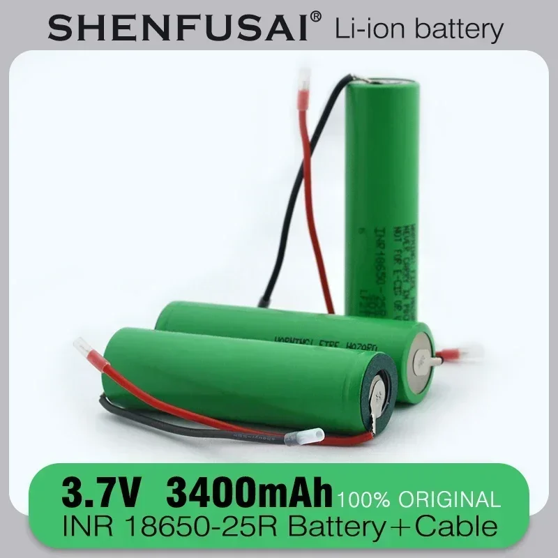 New lithium-ion rechargeable battery 18650 25R 3.7V 3400mAh high-power discharge 25A high current DIY silicone wire
New lithium-ion rechargeable battery 18650 25R 3.7V 3400mAh high-power discharge 25A high current DIY silicone wire