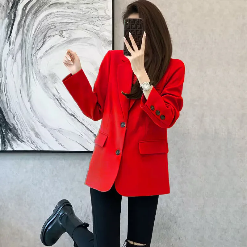 Women Blazer Casual Jacket Multi-Color Pocket All-Match Long Sleeved OL Autumn Winter Elegant Office Lady Coat Loose Solid Thin Women Blazer Casual Jacket Multi-Color Pocket All-Match Long Sleeved OL Autumn Winter Elegant Office Lady Coat Loose Solid Thin