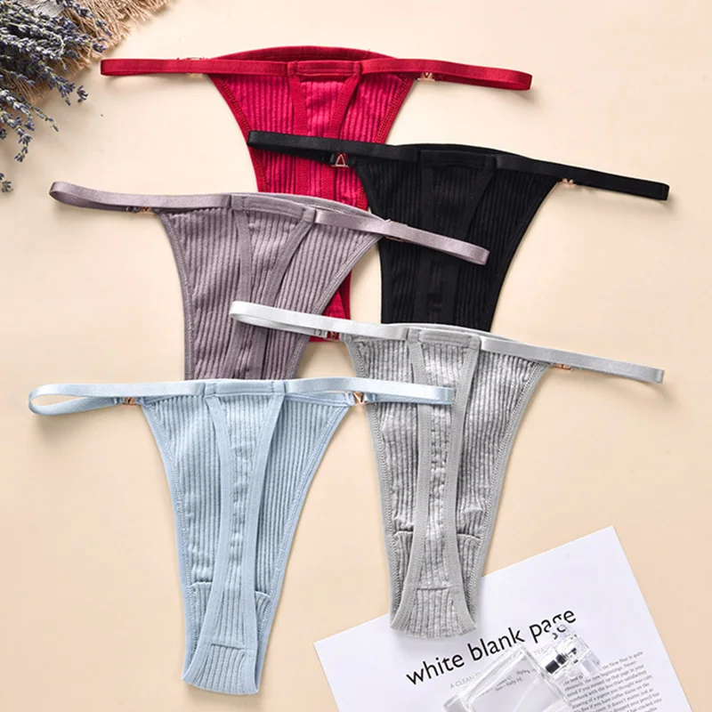 

Seamless Ribbed G-String Cotton Thong Panties Women Briefs Girl Underwear T-Back Lingerie Panty Female Low Rise Intimates Thongs