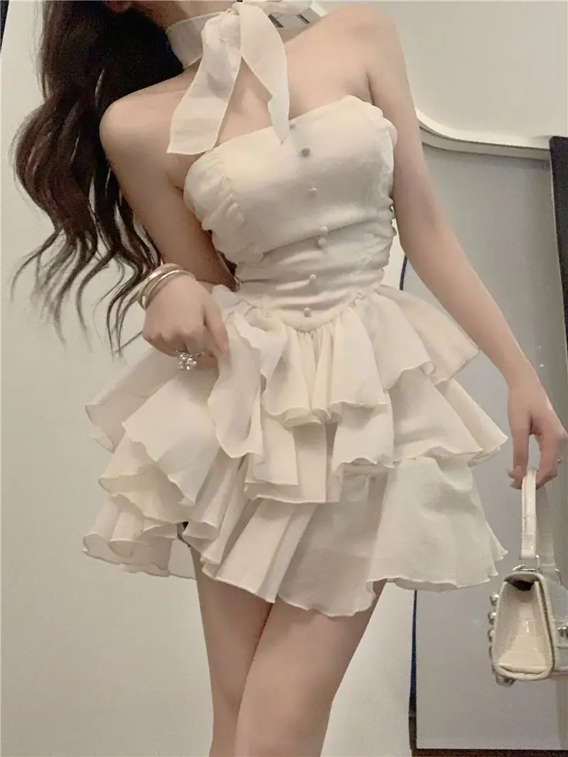 Summer Dresses Womans Korean Style One Shoulder Strapless Dress Fairy Sexy Ruffled Elegant Cake Skirt WhiteBeach Dress Vestidos
Summer Dresses Womans Korean Style One Shoulder Strapless Dress Fairy Sexy Ruffled Elegant Cake Skirt WhiteBeach Dress Vestidos
