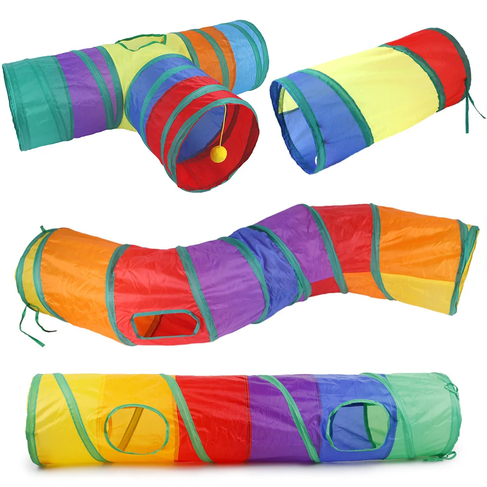 

Cat Tunnel Toy Funny Pet 2/3/4 Holes Play Tubes Balls Collapsible Crinkle Kitten Toys Puppy Ferrets Rabbit Play Dog Tunnel Tubes