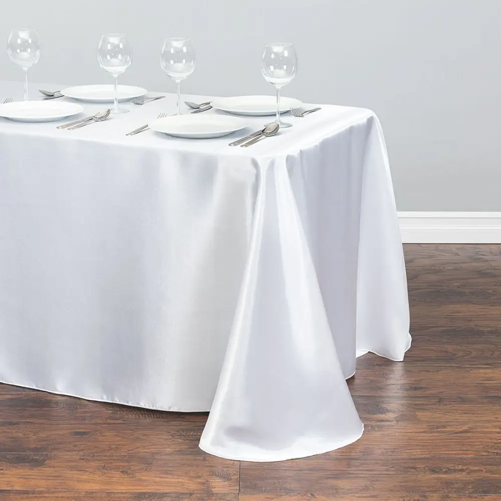 

5pcs/lot Wedding Tablecloth Satin Table Cover for Hotel Banquet Wedding Party Home Decor White Rectangle Table Cloth Table