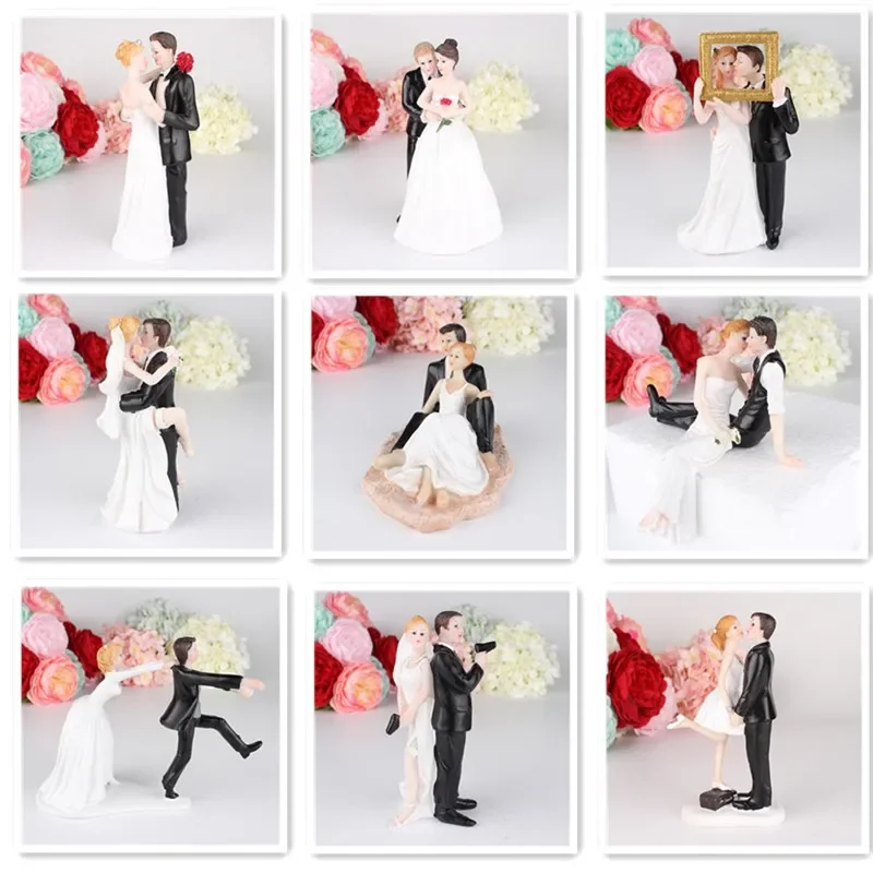 

Romantic Groom & Bride Marry Resin Figurine Wedding Cake Topper Decoration Supplies Marry Figurine Valentine's Engagement