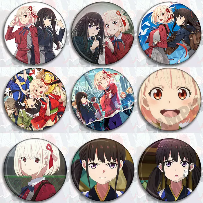 Anime Lycoris Recoil 58mm Figure Metal Badge Round Brooch Pin Gifts Kids Collection Toy 2315
Anime Lycoris Recoil 58mm Figure Metal Badge Round Brooch Pin Gifts Kids Collection Toy 2315