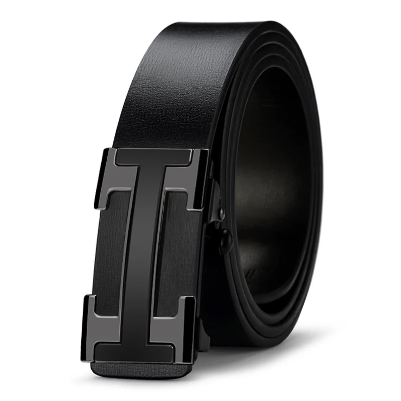 

Wide 3.4cm Automatic Metal Buckle Belt For Men Genuine Leather Waistband High Quality luxury Brand Casual Cowskin Ceinture Homme