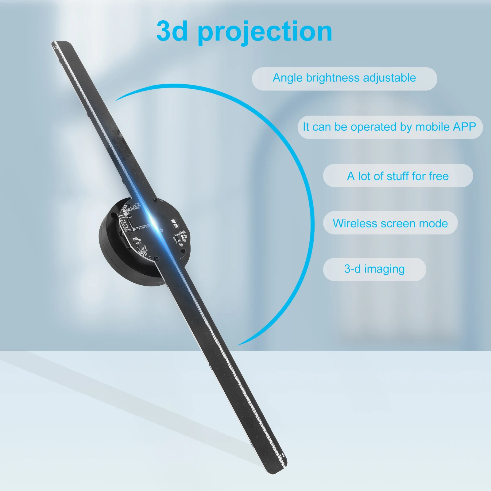 42cm 3D Holographic Projector 3D Fan 224 LED Lamp Beads Holographic 3D Photos Videos WIFI Display Advertising Light Sign Light
42cm 3D Holographic Projector 3D Fan 224 LED Lamp Beads Holographic 3D Photos Videos WIFI Display Advertising Light Sign Light