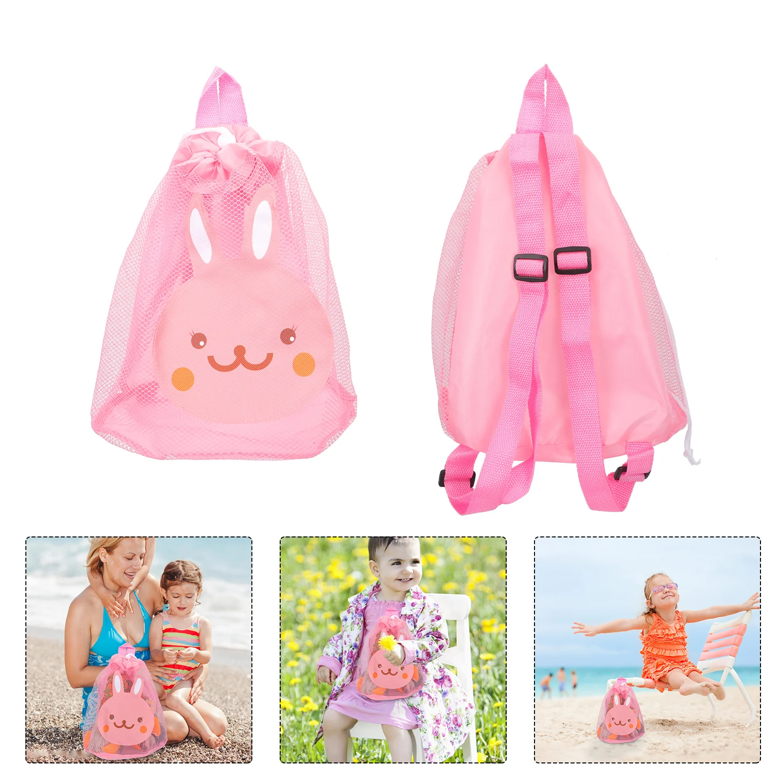 

Рюкзак, Сетчатая Сумка для хранения, Пляжная мультяшная сумка для детских игрушек, розовая сумка для путешествий